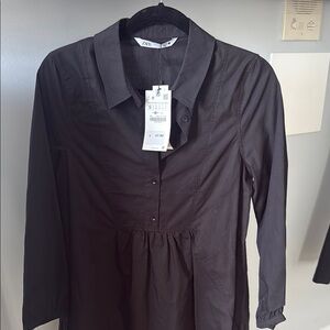 Zara Black Long Sleeve Blouse